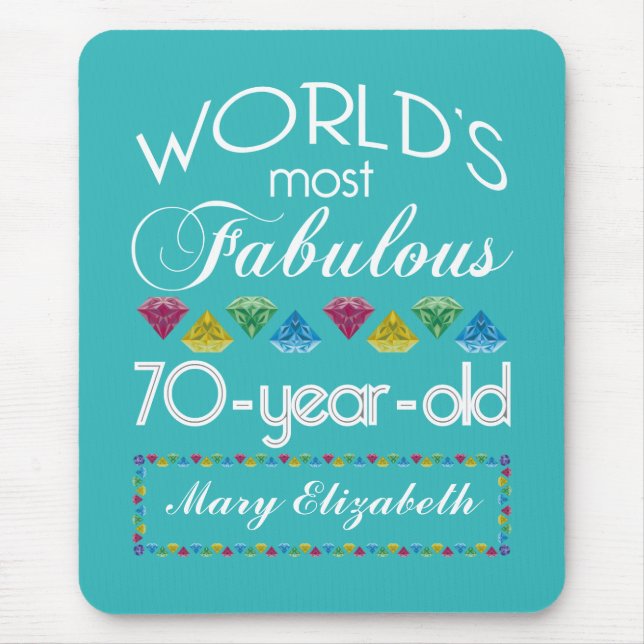 70th Birthday Most Fabulous Colourful Gems Mouse Pad (Front)