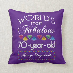 70th Birthday Most Fabulous Colourful Gems Purple Cushion