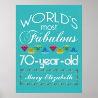 70th Birthday Most Fabulous Colourful Gems Turquoi