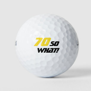 70th Birthday Motivational Elegant Yellow Black Golf Balls