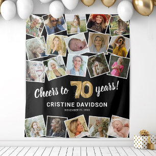 70th Birthday Multi Photo Backdrop Tapestry