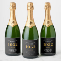70th Birthday Name 1952 Black Gold Elegant Chic