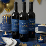 70th Birthday Name 1956 Blue Gold Elegant Chic Wine Label<br><div class="desc">1956 Vintage 70th Birthday Blue & Gold Elegant Wine Label. Celebrate your milestone with our exclusive 1956 Vintage 70th birthday wine label. The meticulously designed label with stunning blue and gold hues effortlessly enhances the visual appeal of your favourite wine. The year 1956, prominently featured on the label, adds a...</div>