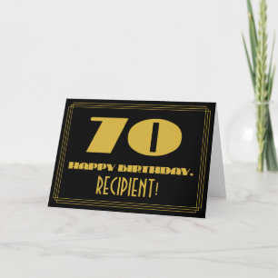 70th Birthday: Name + Art Deco Inspired Look "70" Card