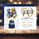 70th Birthday Navy Blue Balloon Cake Invitation<br><div class="desc">This fabulous men's 70th birthday navy blue cake invitation featuring a 2-layer navy blue and gold cake with navy blue and gold balloons and the number 70 in gold would be perfect for celebrating your husband, brother, dad, friend, uncle, grandfather, great grandfather. It is traditional and classic while being fresh,...</div>