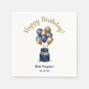 70th Birthday Navy Blue Balloon Cake Napkin