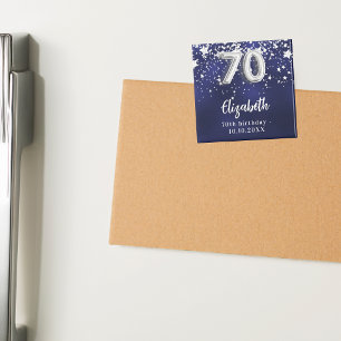 70th birthday navy blue silver stars magnet