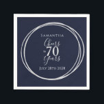 70th Birthday Navy Silver Cheers to 70 Years Party Napkin<br><div class="desc">This is a chic and elegant 70th birthday party design. This stylish design is in trending navy and silver. It has the message, "Samantha", "Cheers to 70 years" and space for the celebration date. This modern, typography motif is framed by an elegant silver foil effect circle. This stylish design is...</div>