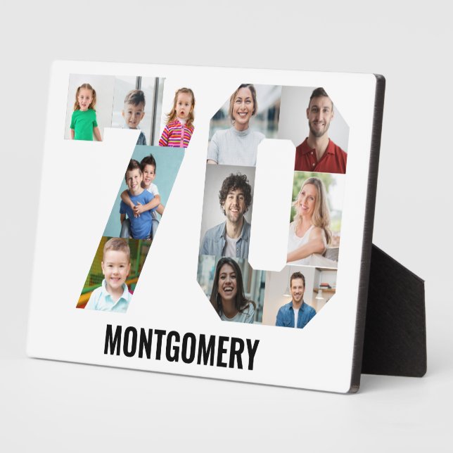 70th Birthday Number 70 Photo Collage 11 Photo Plaque (Side)