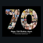 70th Birthday Number 70 Photo Collage Gift Poster<br><div class="desc">Mark years of wonderful memories and adventures with this captivating 70th Birthday Number Photo Collage. This customisable template is the perfect blend of creativity and sentiment, allowing you to create a truly memorable and personalised gift for your loved one's special day. Capture the essence of incredible years in a single...</div>