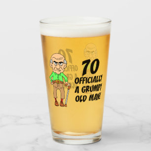 70th Birthday Officially Grumpy Old Man Glass