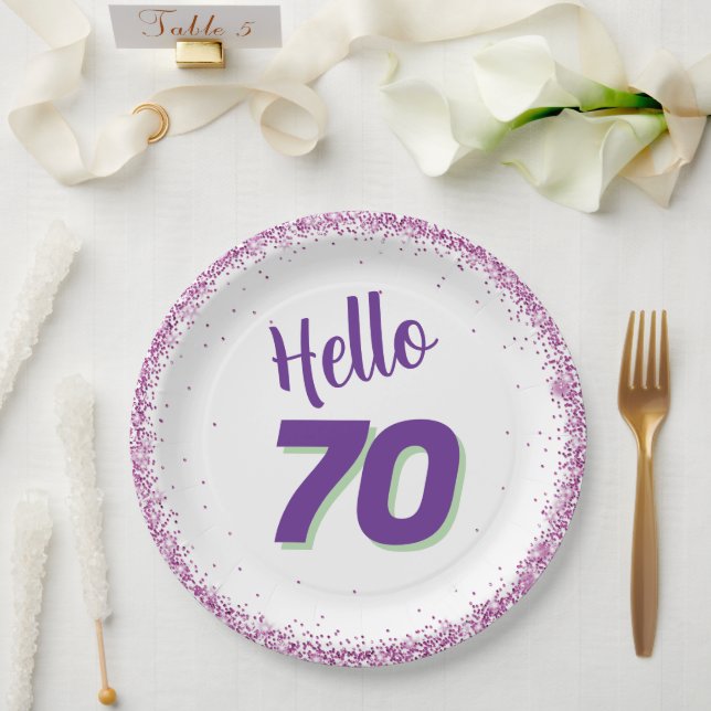 70th Birthday or Any Age Paper Plate (Wedding)