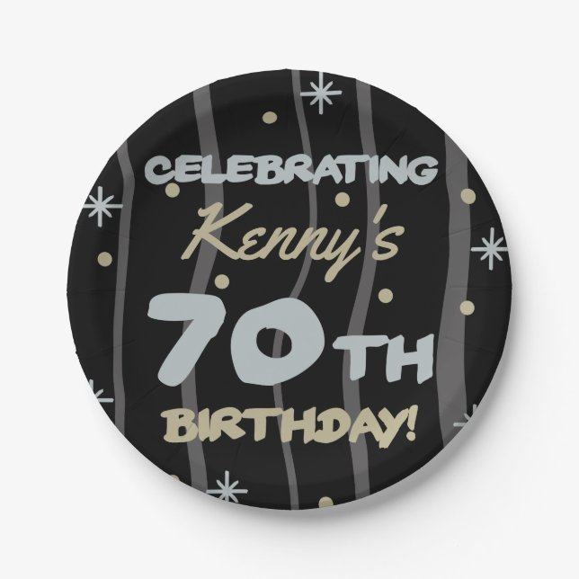 70th Birthday Party Add Your Name Paper Plate (Front)