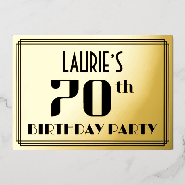 70th Birthday Party: Art Deco Look “70” and Name (Front)