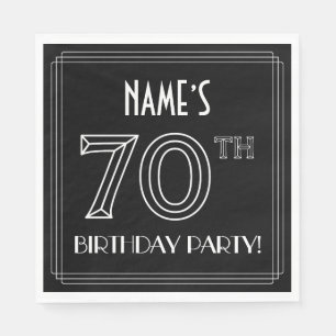 70th Birthday Party: Art Deco Style + Custom Name Napkin