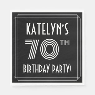 70th Birthday Party: Art Deco Style + Custom Name Napkin