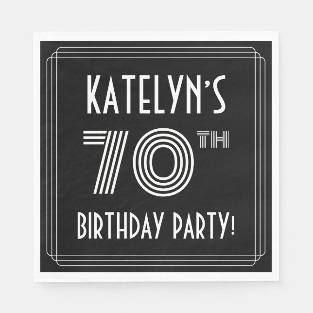 70th Birthday Party: Art Deco Style + Custom Name Napkin (Front)