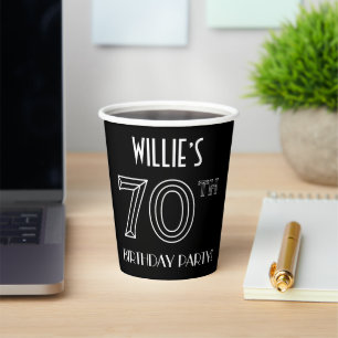 70th Birthday Party: Art Deco Style + Custom Name Paper Cups
