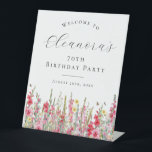70th Birthday Party August Birth Flower Welcome Pedestal Sign<br><div class="desc">Elegant summer watercolor pink gladiolus flowers create a beautiful floral border at the bottom of this birthday party welcome tabletop pedestal sign. Gladiolus flowers are the July birth flower that signify strength and love. A trendy font combination gives it a modern aesthetic. All of the text is editable.</div>