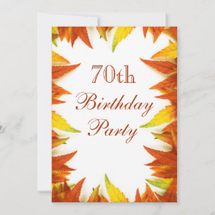 70th Birthday Party Autumn/Fall Leaves Invitation