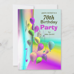 70th Birthday Party Balloon Wall Invitation