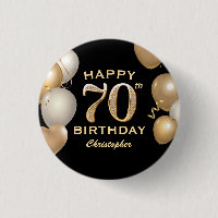 70th Birthday Party Black and Gold Balloons