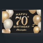 70th Birthday Party Black and Gold Balloons Banner<br><div class="desc">70th Birthday Party Black and Gold Balloons and Confetti Banner. For further customisation,  please click the "Customise it" button and use our design tool to modify this template.</div>