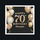 70th Birthday Party Black and Gold Balloons Napkin<br><div class="desc">70th Birthday Party Black and Gold Balloons and Confetti Napkin. For further customisation,  please click the "Customise it" button and use our design tool to modify this template.</div>