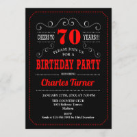 70th Birthday Party - Black Red White