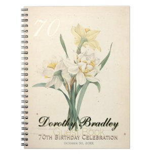 70th Birthday Party Botanical Narcissus Guest Book