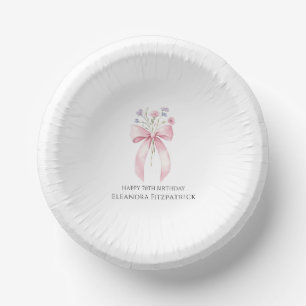 70th Birthday Party Custom Bow Wildflower Paper Plate