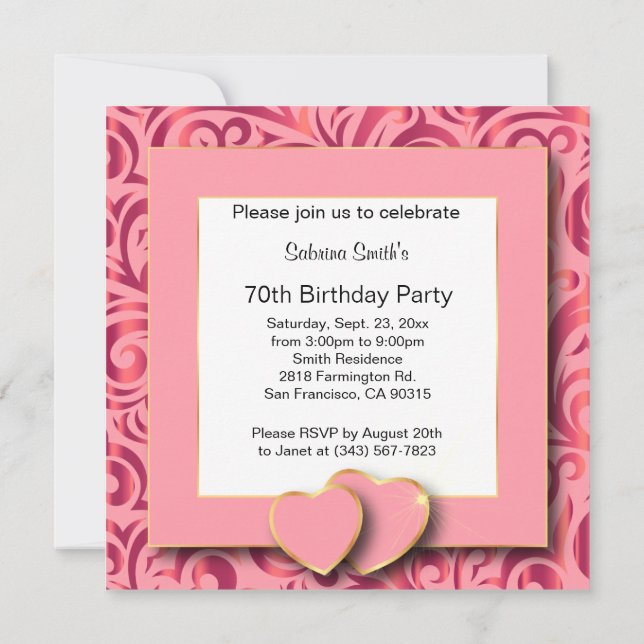 70th Birthday Party | DIY Text Invitation (Back)