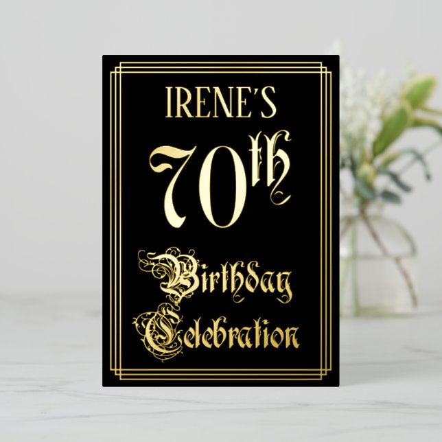 70th Birthday Party — Fancy Script & Custom Name (Standing Front)