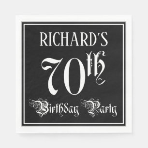 70th Birthday Party — Fancy Script + Custom Name Napkin