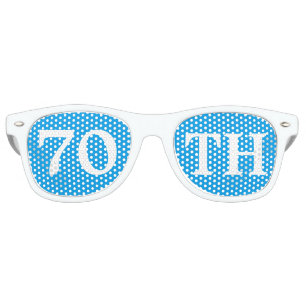 70th Birthday Party Favor Cool Blue White Retro Sunglasses