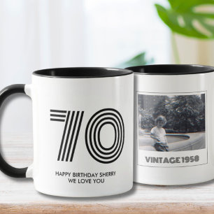 70th Birthday Party Favour Vintage Year Mug