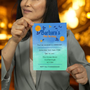 70th Birthday party flower floral personalise Invitation