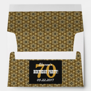 70th BIRTHDAY PARTY For Her Black and Gold Z01 Envelopes