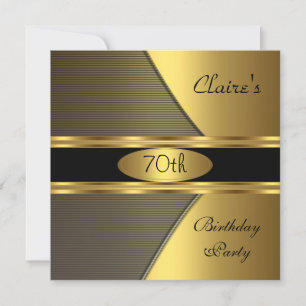 70th Birthday Party Gold Black Leopard Invite