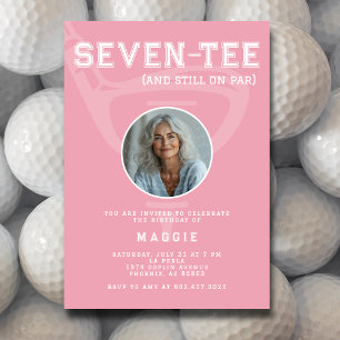 70th Birthday Party Golf Club Photo Modern Pink Invitation