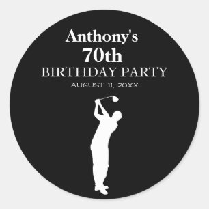 70th Birthday Party Golfer Black Par Seventieth Classic Round Sticker