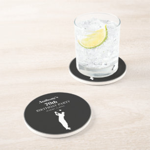 70th Birthday Party Golfer Black Par Seventieth Coaster