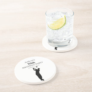 70th Birthday Party Golfer Black Par Seventieth Coaster