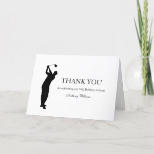 70th Birthday Party Golfer Black Par Seventieth  Thank You Card