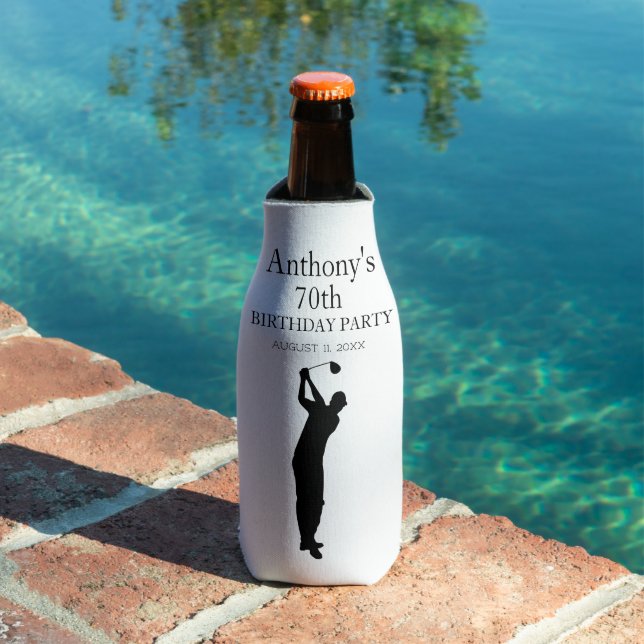 70th Birthday Party Golfer Elegant Par Seventieth  Bottle Cooler (In Situ Pool)