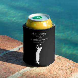70th Birthday Party Golfer Elegant Par Seventieth Can Cooler