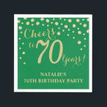 70th Birthday Party Green and Gold Diamond Napkins<br><div class="desc">70th Birthday Party Invitation with Green and Gold Glitter Diamond Background. Gold Confetti. Adult Birthday. Man or Woman Birthday. For further customisation,  please click the "Customise it" button and use our design tool to modify this template.</div>