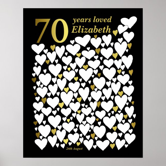 70th Birthday Party Guest Book Gift Poster (Front)