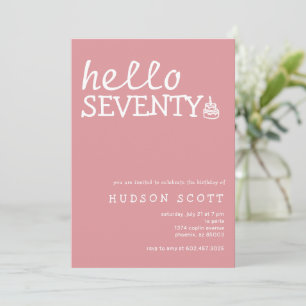 70th Birthday Party Hello Seventy Modern Pink  Invitation