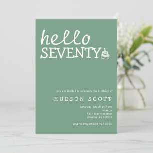 70th Birthday Party Hello Seventy Sage Green Invitation
